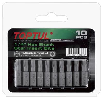 T30 25mm Screwdriver Bit Set 10pce
