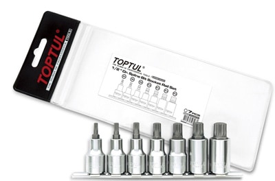 1/2"Dr Spline Bit Socket Rail Set 7pc