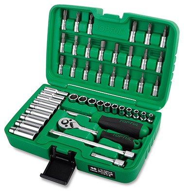 1/4"Dr Socket & Bit Set deep/reg 46Pc metric