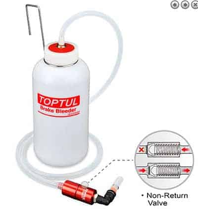 Brake bleeder valve w/reception bottle