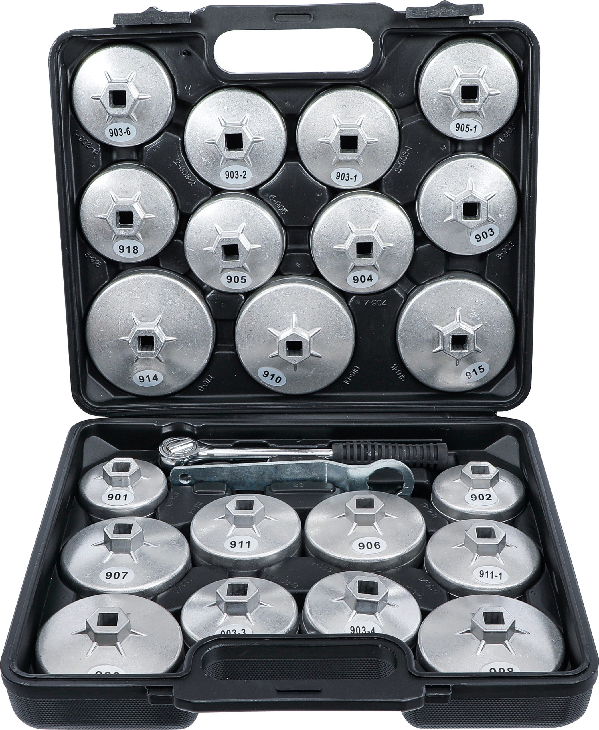 Oil Filter Wrench Set | Aluminium Die Cast | 12.5 mm (1/2") Drive | 23 pcs.