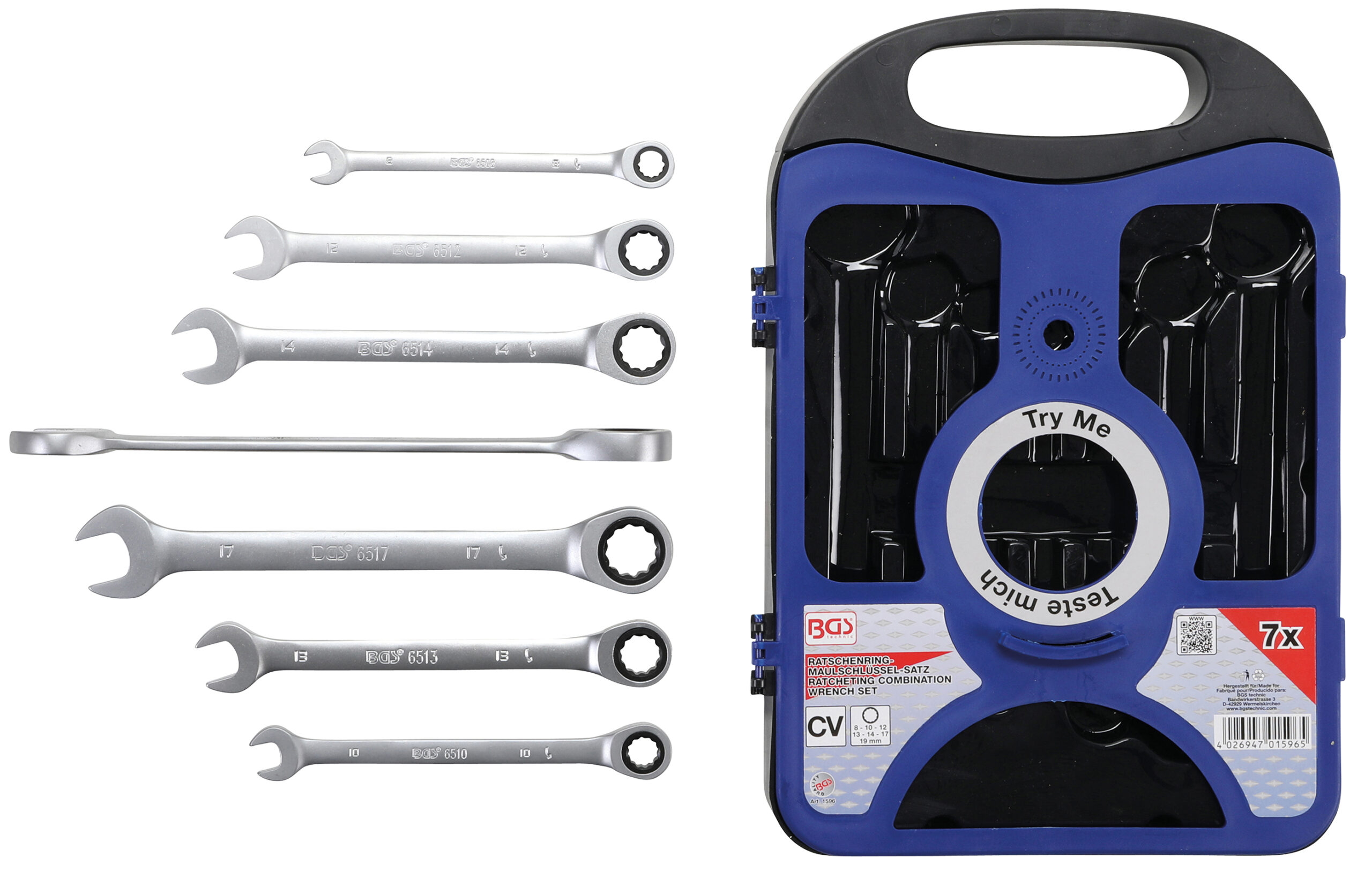 Ratchet Combination Wrench Set | 8-19 mm | 7 pcs.