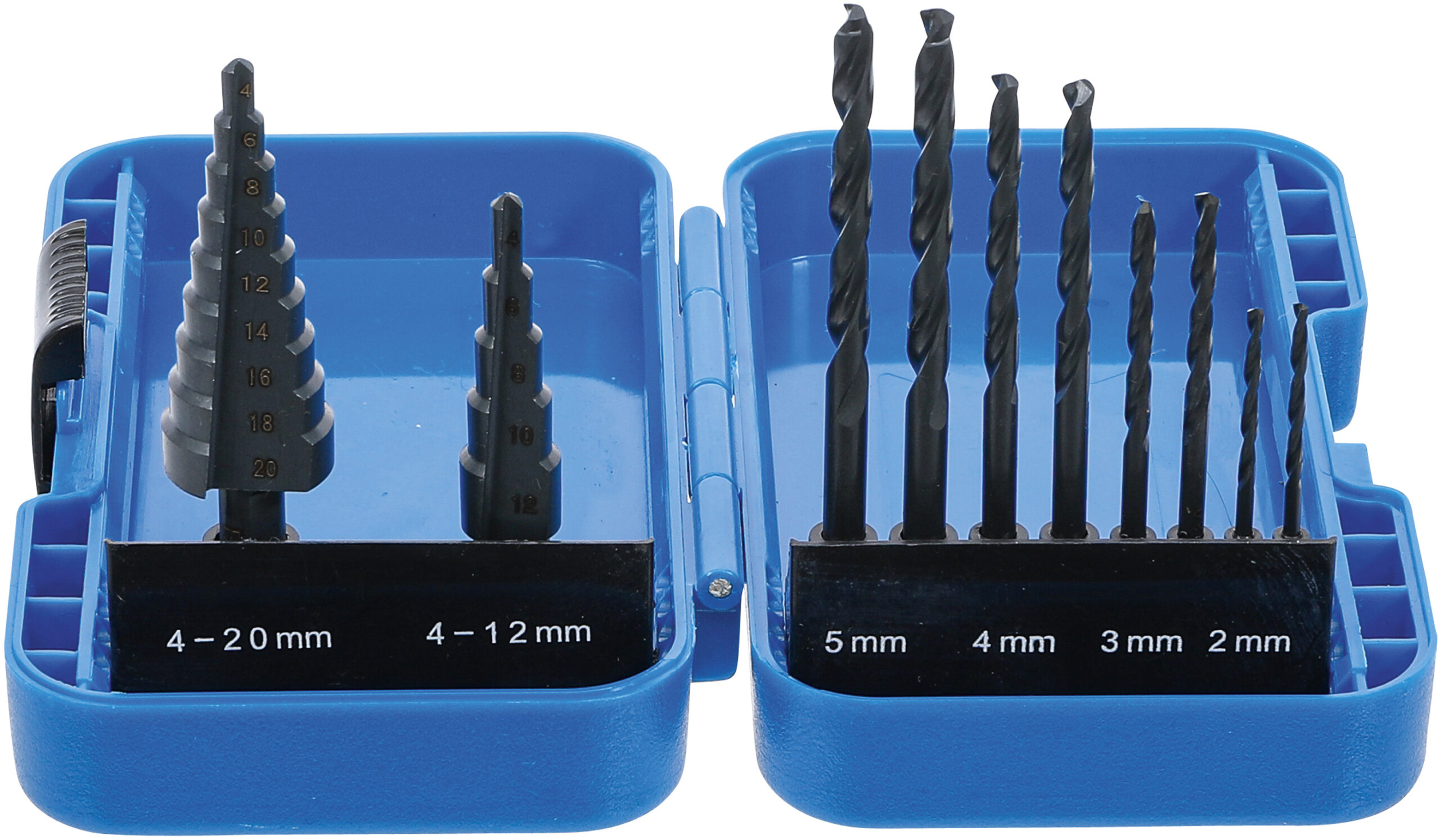 Step Drill and Twist Drill Set | Ø 4 - 12 / 4 - 20 mm | 2 - 5 mm | 10 pcs.