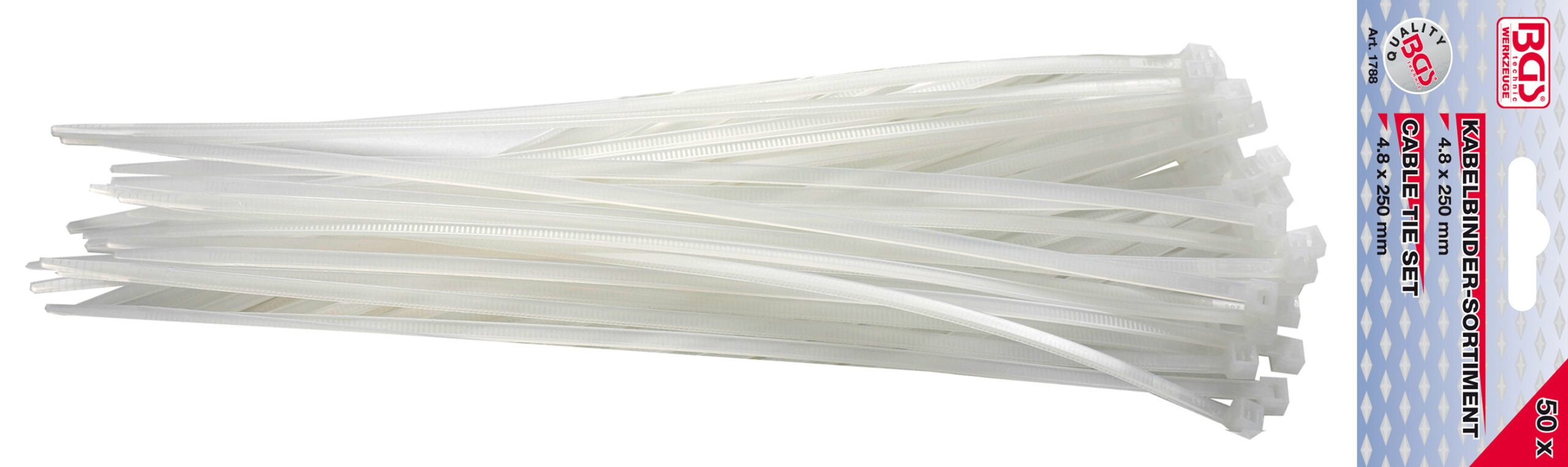 Cable Tie Set | white | 4.8 x 250 mm | 50 pcs.