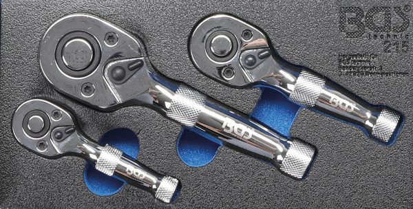 Stubby Ratchet Set | 6.3 mm (1/4") / 10 mm (3/8") / 12.5 mm (1/2") | 3 pcs.