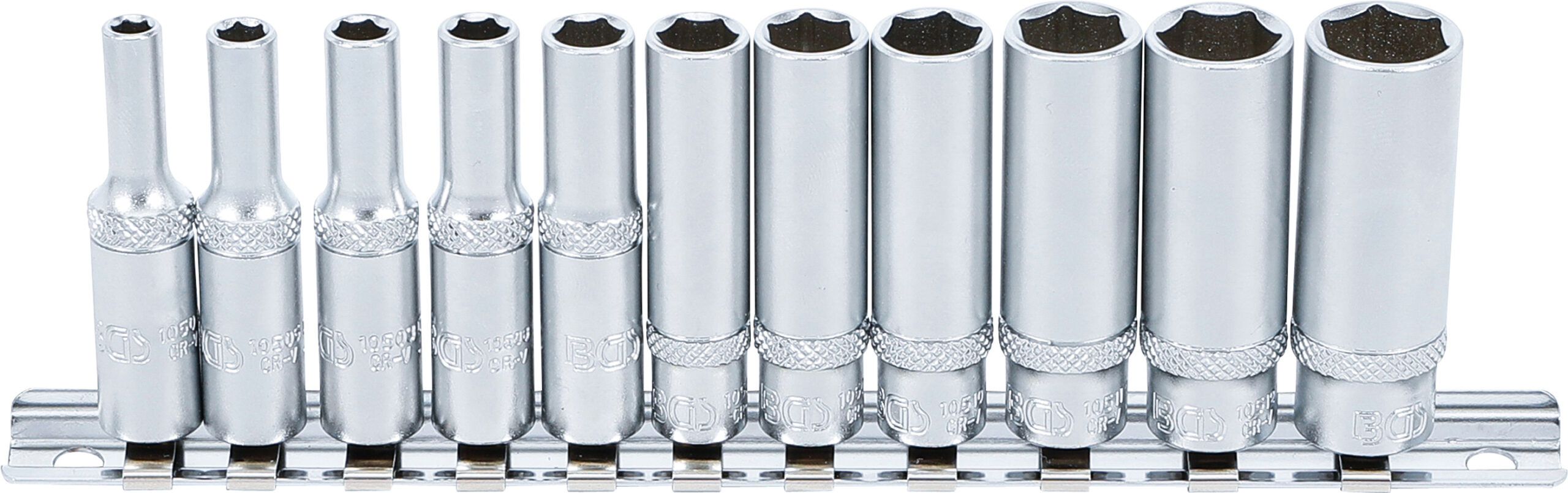 Socket Set, Hexagon, deep | 6.3 mm (1/4") Drive | 4-13 mm | 11 pcs.