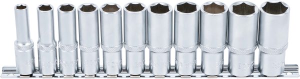 Socket Set, Hexagon, deep | 10 mm (3/8") Drive | 8 - 19 mm | 11 pcs.