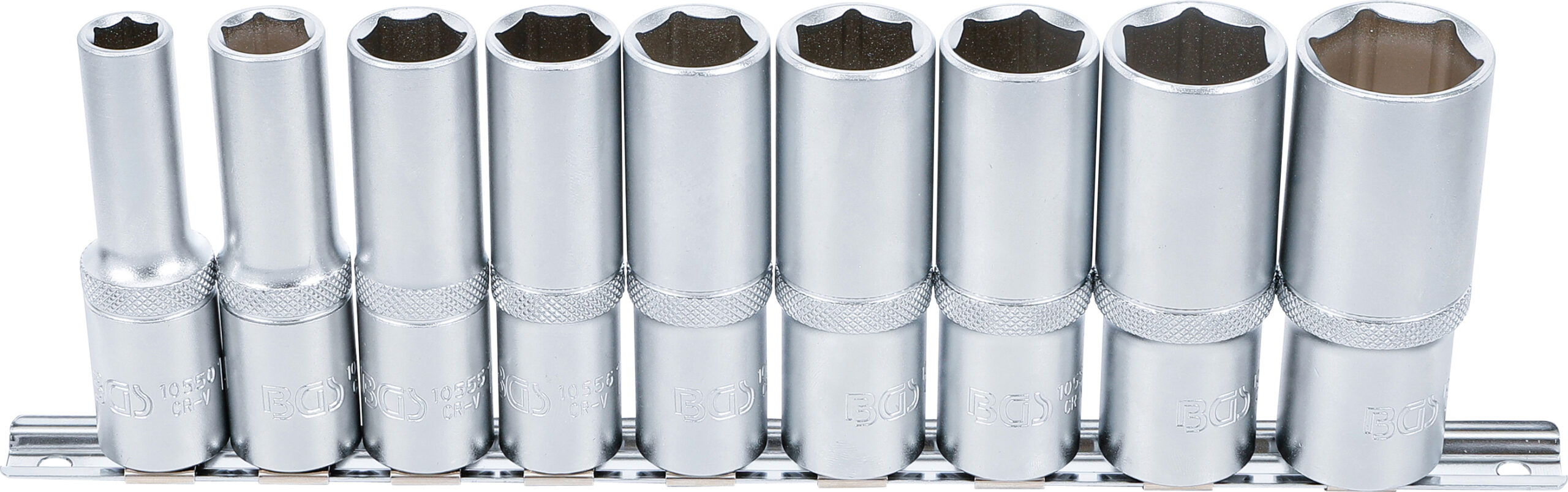 Socket Set, Hexagon, deep | 12.5 mm (1/2") Drive | 10 - 24 mm | 9 pcs.
