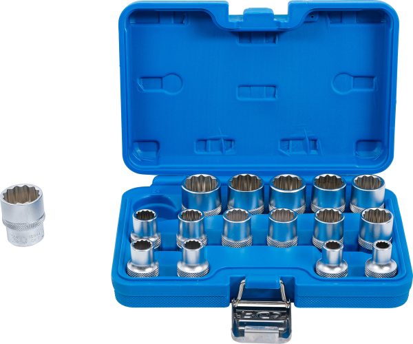 Socket Set, 12-point | 12.5 mm (1/2") Drive | 8 - 24 mm | 16 pcs.