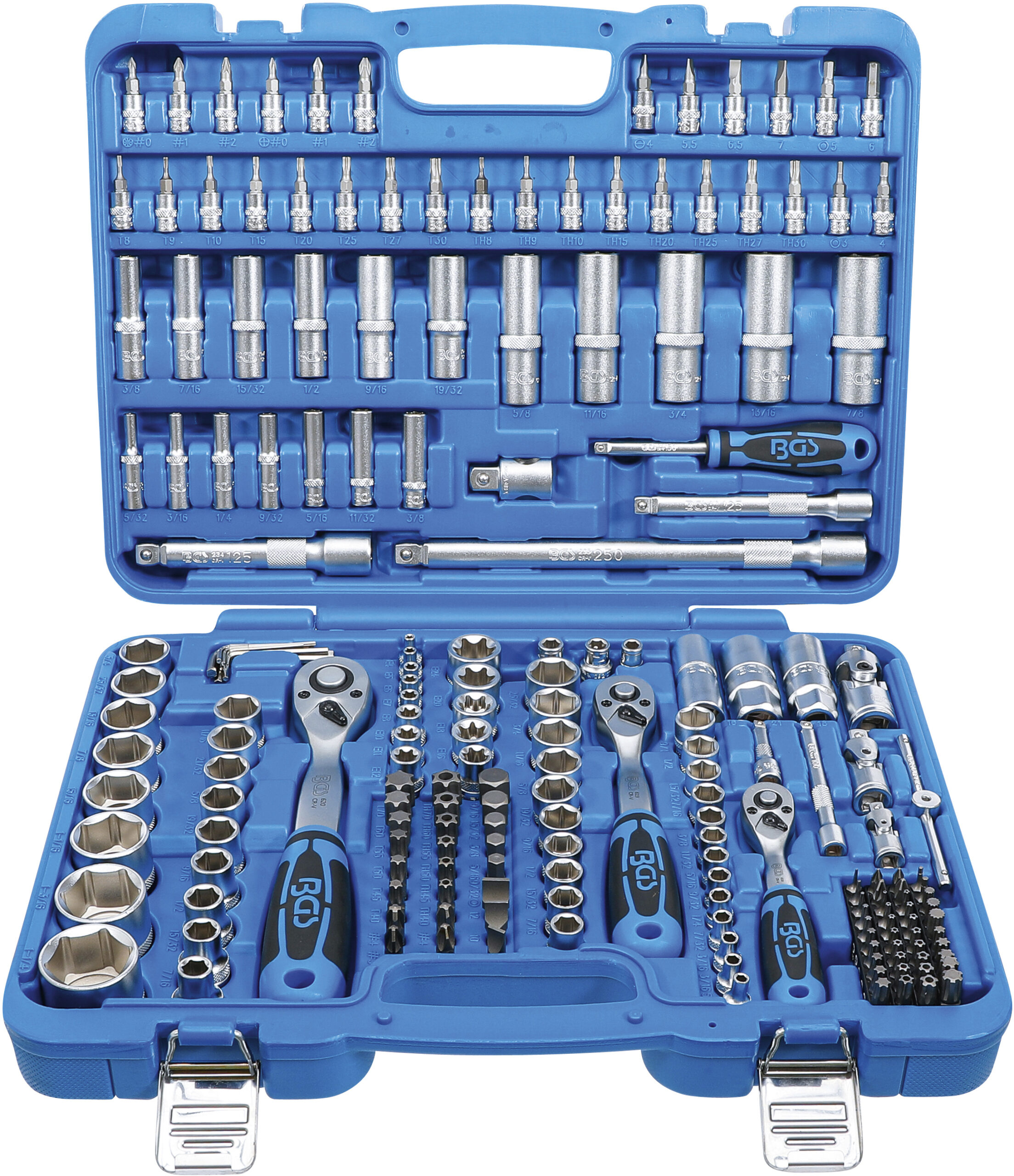 Socket Set Hexagon | 6.3 mm (1/4") / 10 mm (3/8") / 12.5 mm (1/2")| Inch Sizes | 192 pcs.