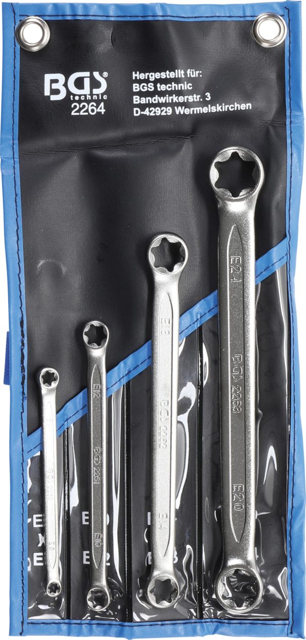 Double Ring Spanner Set with E-Type Ring Heads | E6 x E8 - E20 x E24 | 4 pcs.