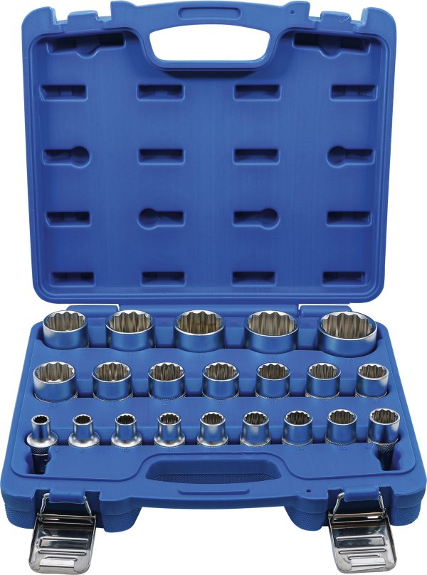 Socket Set, 12-point | 12.5 mm (1/2") Drive | 8 - 36 mm | 21 pcs.