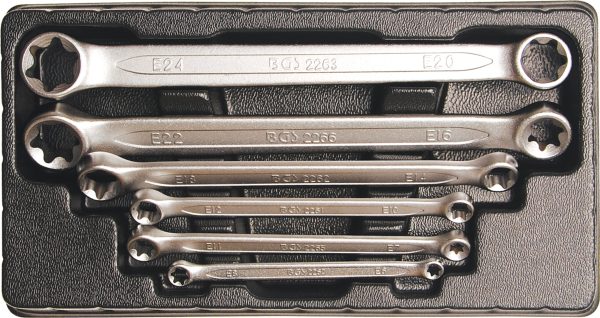 Double Ring Spanner Set with E-Type Ring Heads | E6 x E8 - E20 x E24 | 6 pcs.