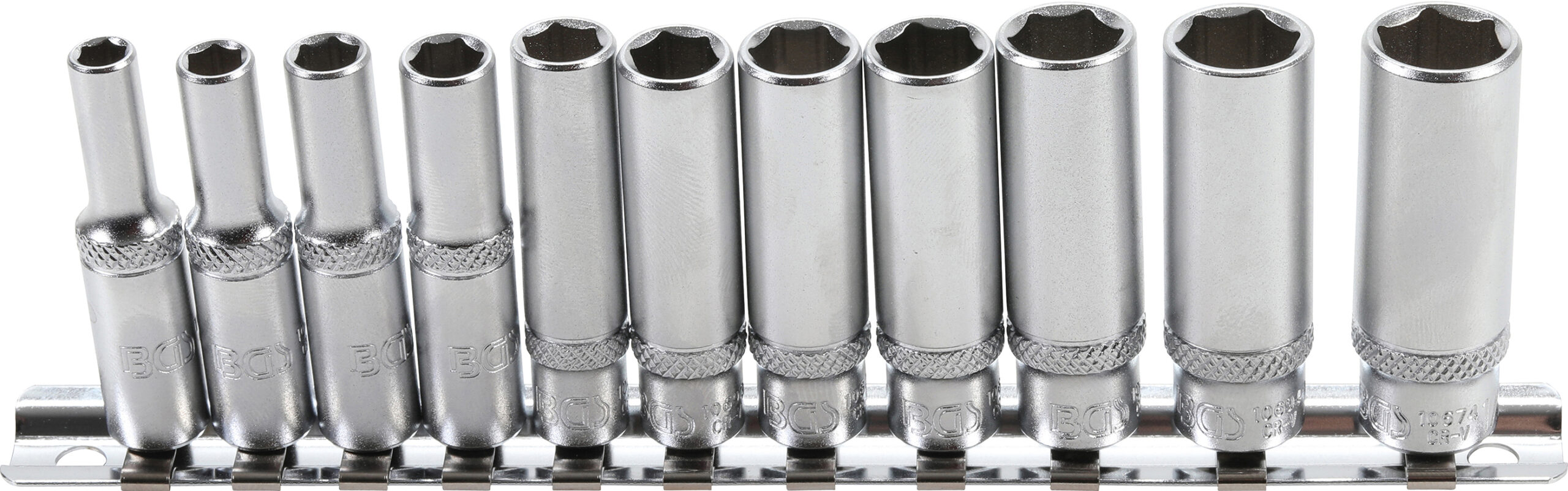 Socket Set, Hexagon, deep | 6.3 mm (1/4") Drive | Inch Sizes | 11 pcs.