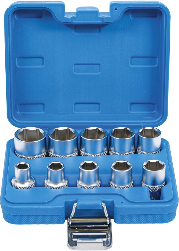 Socket Set, Hexagon | 12.5 mm (1/2") Drive | Inch Sizes | 10 pcs.