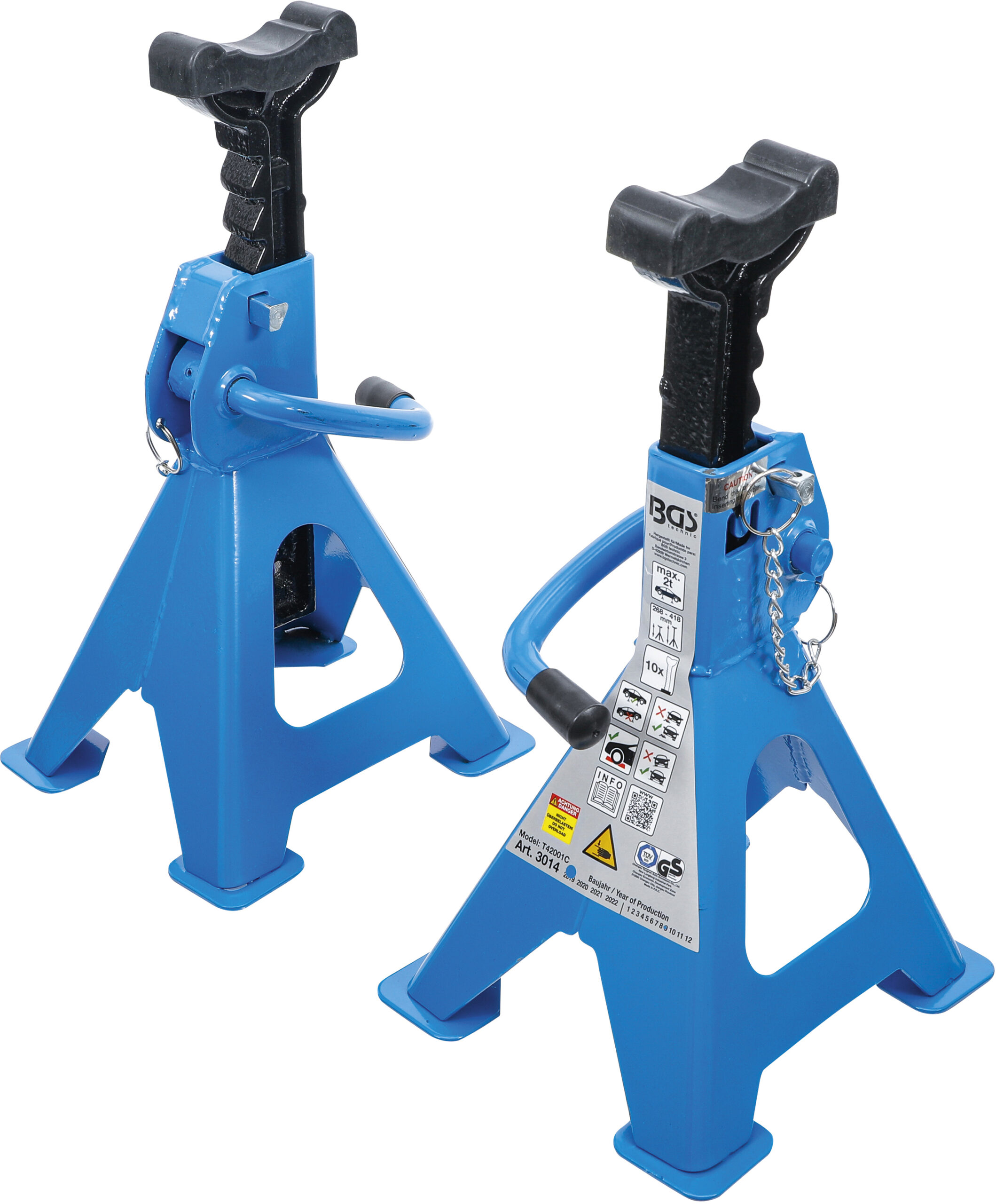 Axle Stands | load capacity 2000 kg / pair | stroke 268 - 418 mm | 1 pair