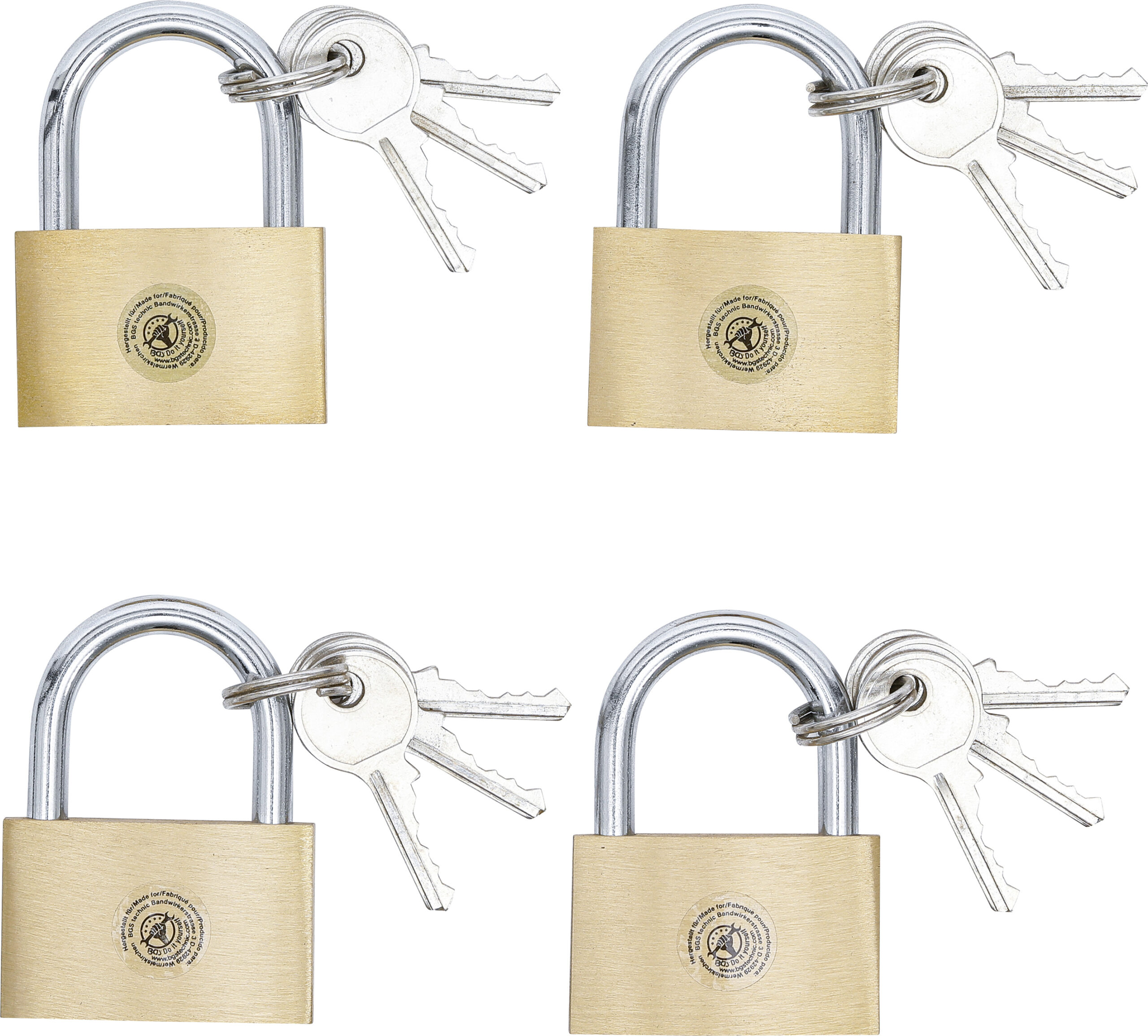 Brass Padlock Set | simultaneous locking | 40 mm | 4 pcs.