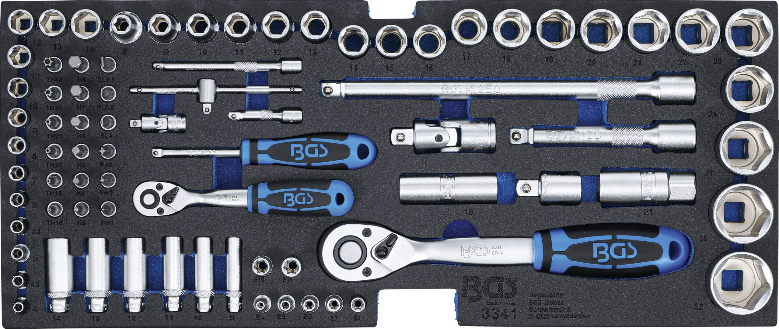 Foam Tray for BGS 3312: Socket Set | 12.5 mm (1/2") + 6.3 mm (1/4") | 77 pcs.
