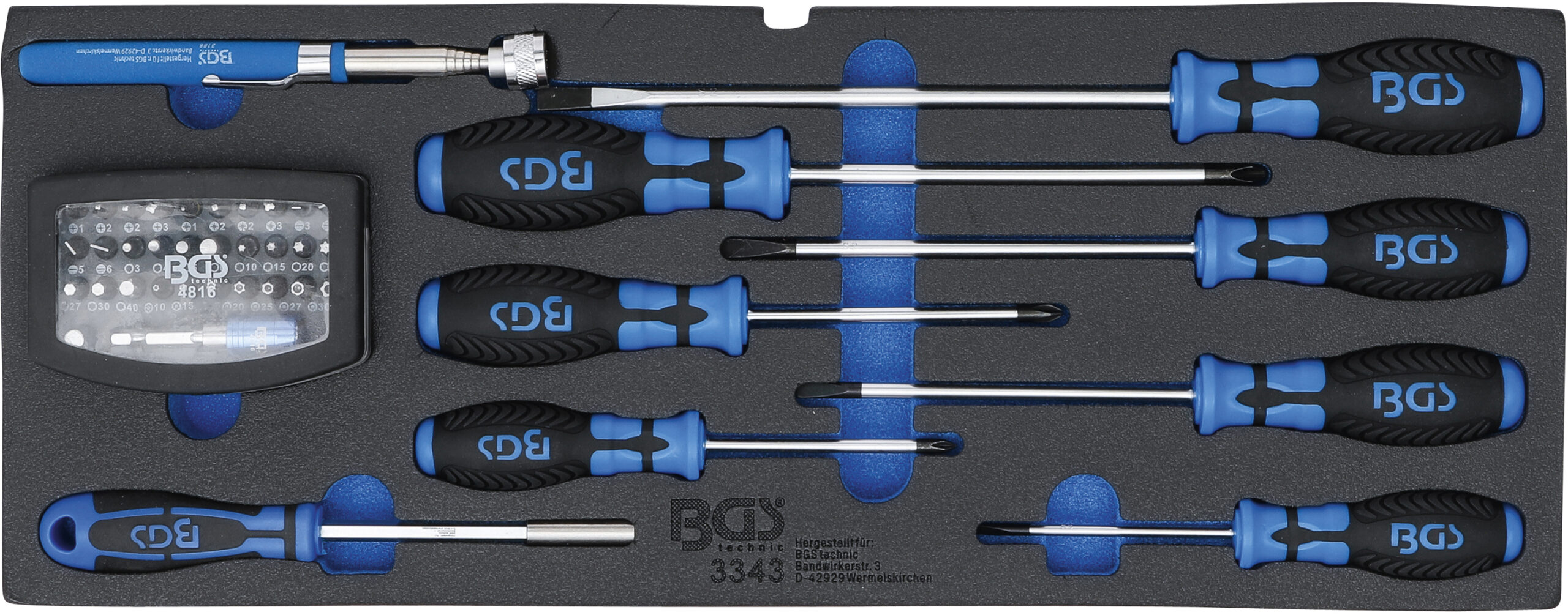 Foam Tray for BGS 3312: Screwdriver, Bit Set and magnetic Lifter | 41 pcs.