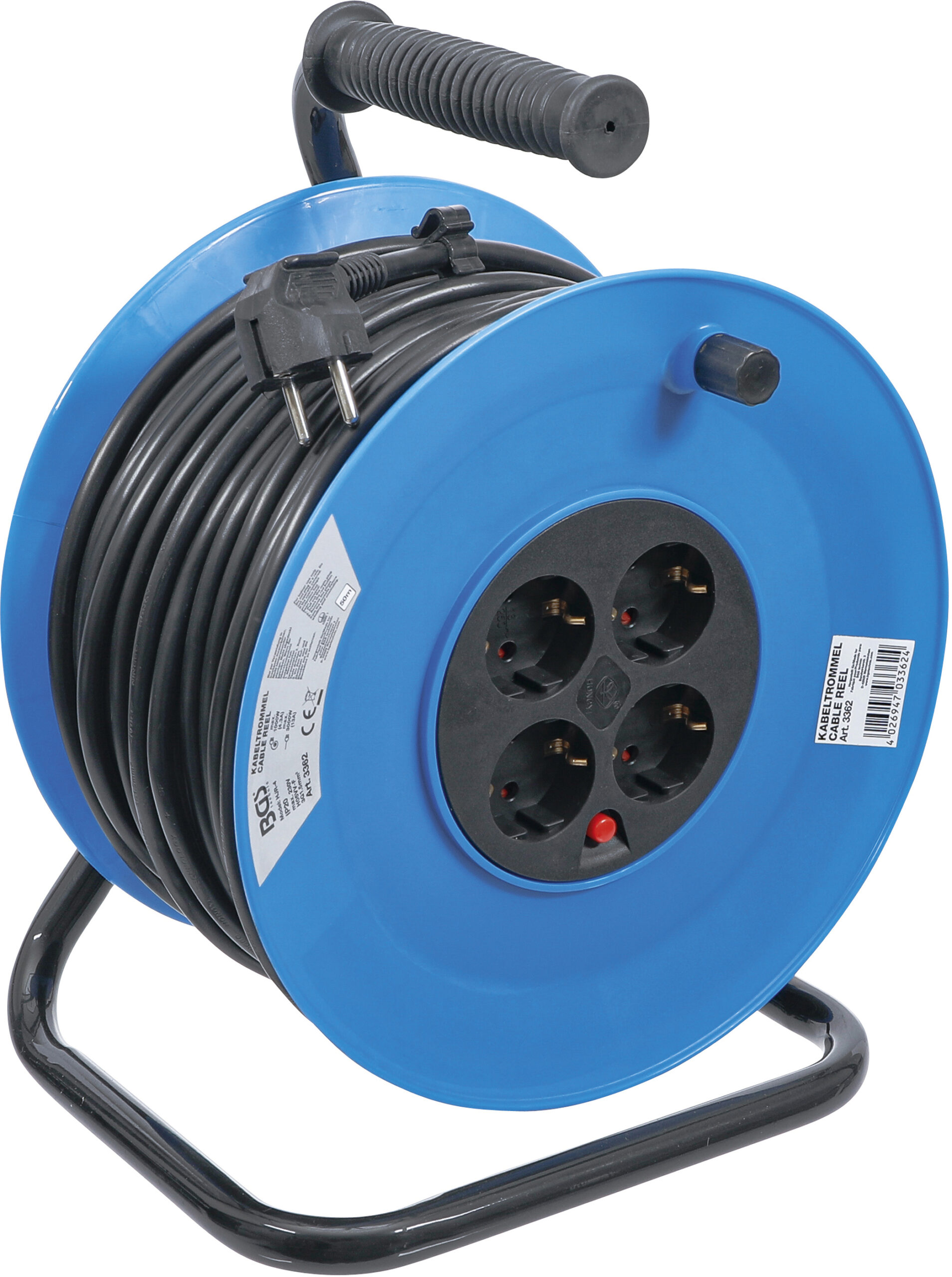 Cable Reel | 50 m | 3x1,5 mm² | 4 Socket Outlets | IP 20 | 3000 W