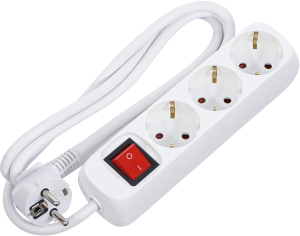 Multiple Socket | 3 outlets with switch | cable length 1.4 m | 3x 1.5 mm² | IP 20