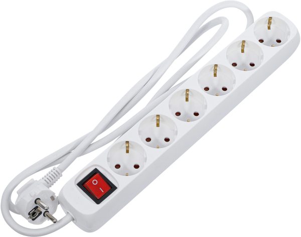 Multiple Socket | 6 outlets with Switch | cable length 1.4 m | 3x 1.5 mm² | IP 20