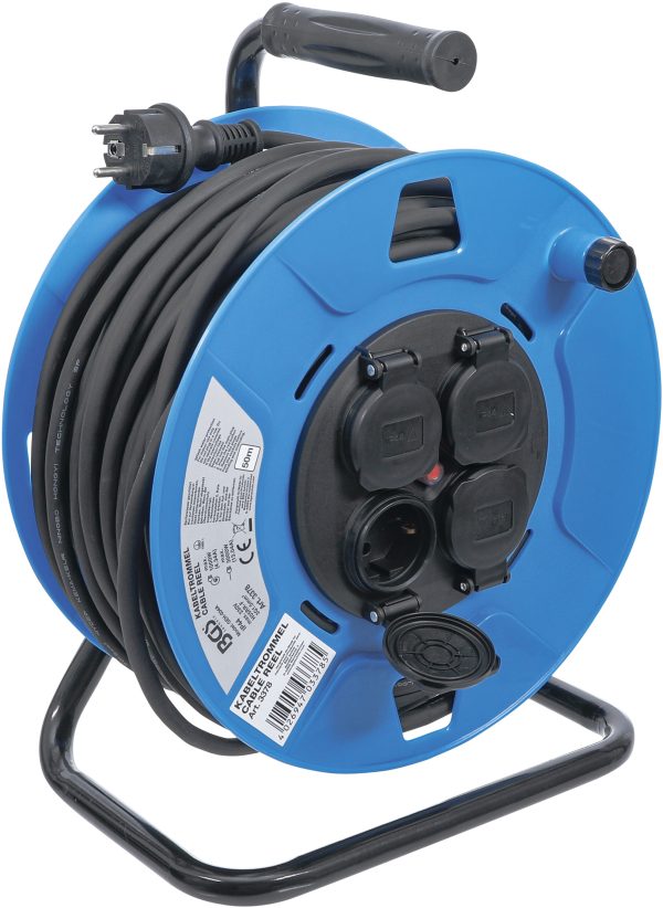 Cable Reel | 50 m | 3x1,5 mm² | 4 Socket Outlets with Sealing Cap | IP 44 | 3500 W