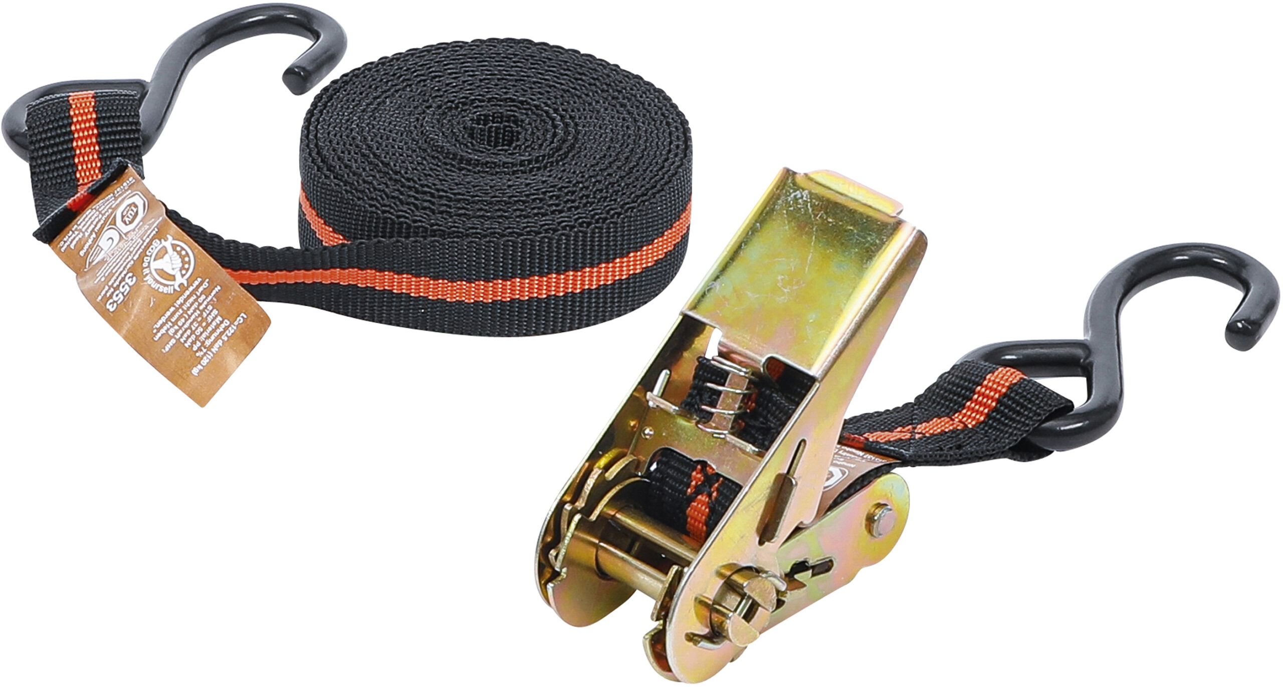 Ratchet Tie Down Strap | with 2 solid Hooks | 5 m x 24 mm