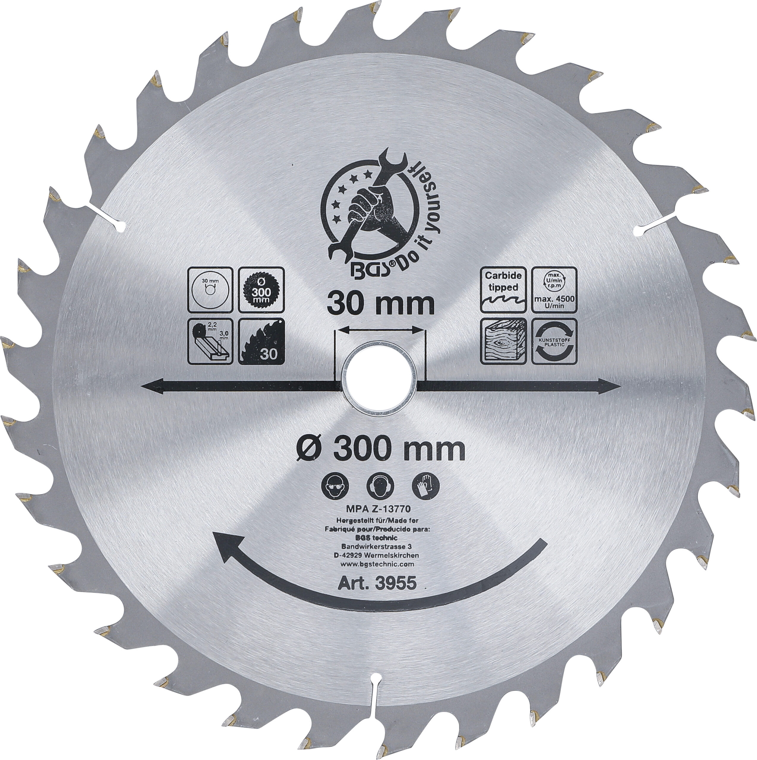 Carbide Tipped Circular Saw Blade | Ø 300 x 30 x 3.2 mm | 30 teeth