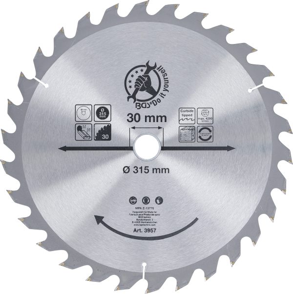 Carbide Tipped Circular Saw Blade | Ø 315 x 30 x 3.0 mm | 30 teeth