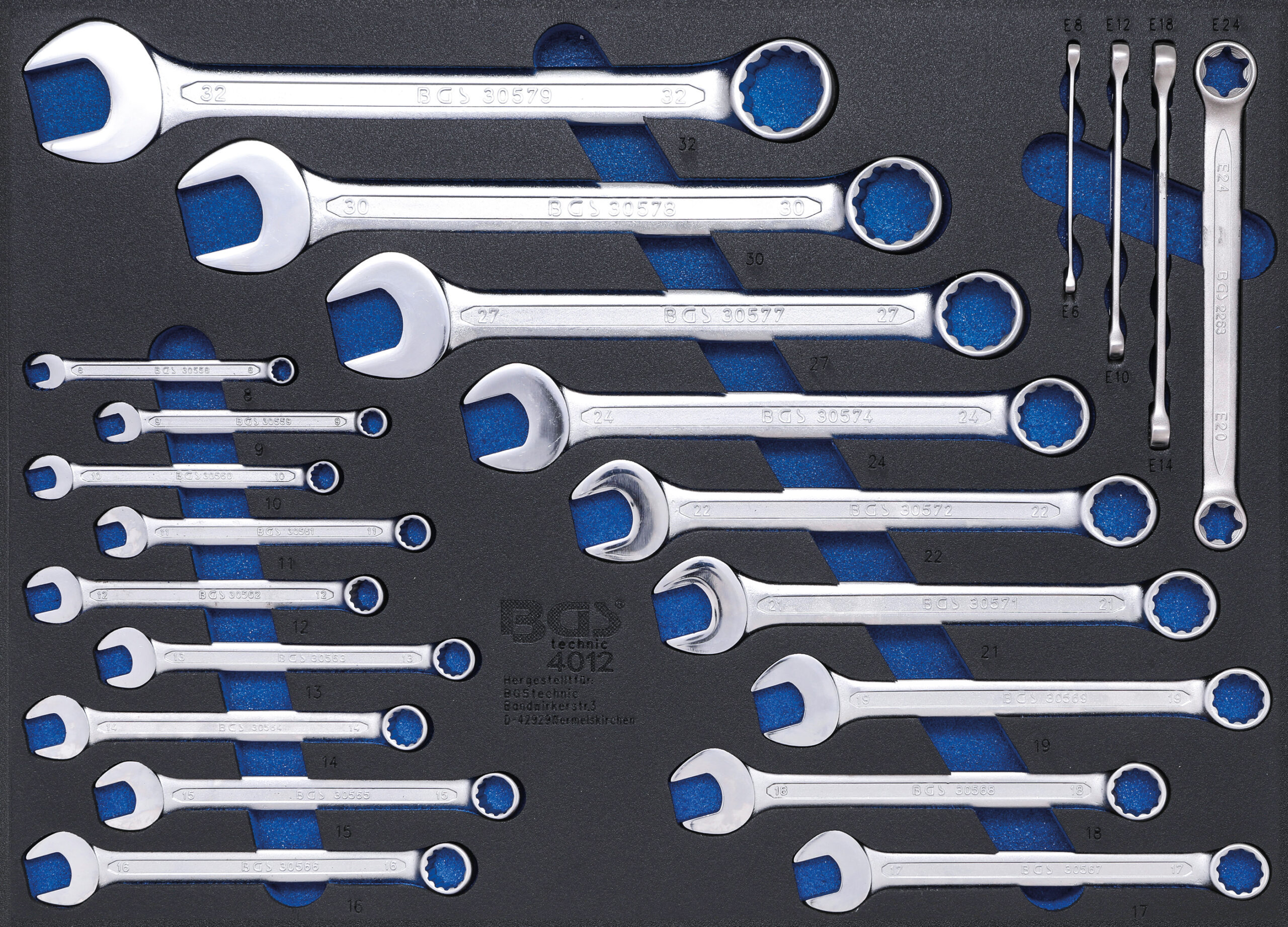 Tool Tray 3/3: Combination Spanners and E-Type Spanners Assortment | 22 pcs.