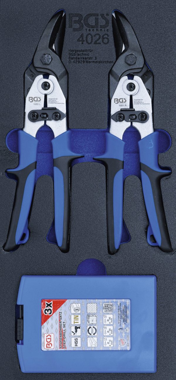 Tool Tray 1/3: Metal Shears, Step Drill | 5 pcs.