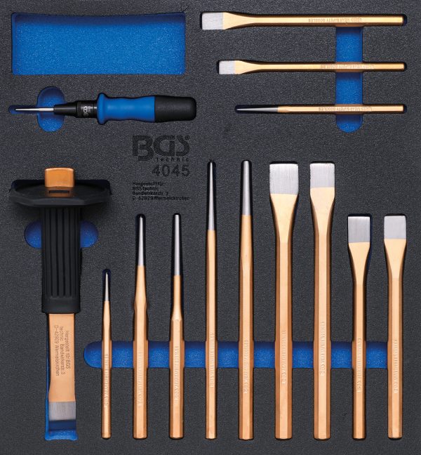 Tool Tray 2/3: Centre Punches, Chisels, Pin Punches | 14 pcs.