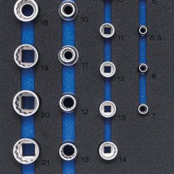 Tool Tray 1/3: Sockets 12-point | 6.3 mm (1/4") / 12.5 mm (1/2") | 29 pcs.