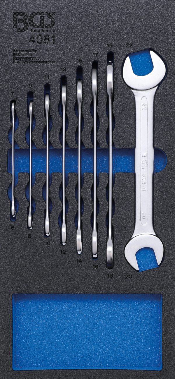 Tool Tray 1/3: Double Open End Spanner Set | 6 - 22 mm | 8 pcs.