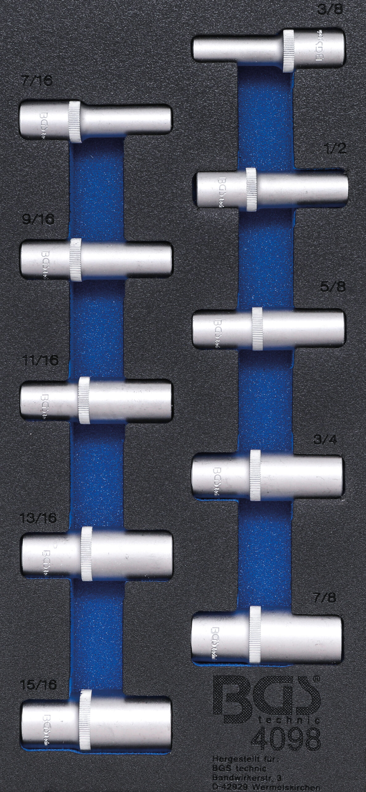 Tool Tray 1/3: Sockets | 12.5 mm (1/2") | Inch Sizes | deep | 10 pcs.