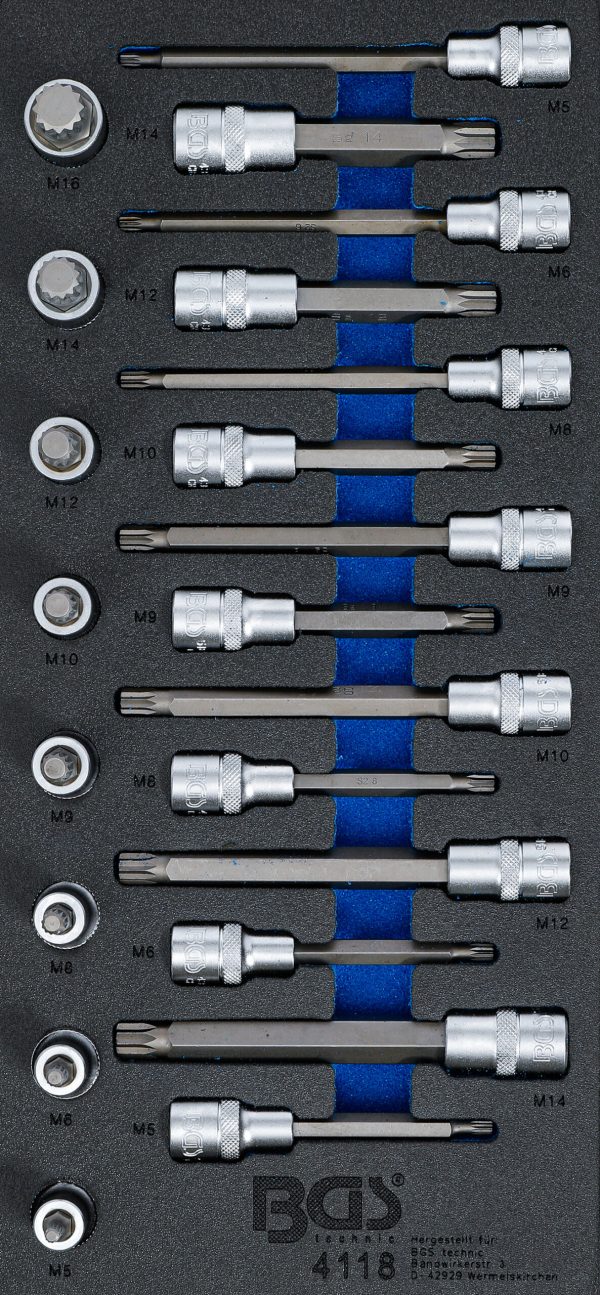 Tool Tray 1/3: Bit Socket Set | 12.5 mm (1/2") | Spline (for XZN) | 22 pcs.
