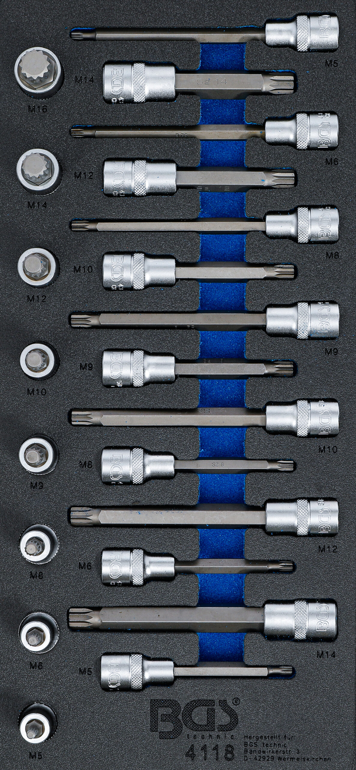 Tool Tray 1/3: Bit Socket Set | 12.5 mm (1/2") | Spline (for XZN) | 22 pcs.