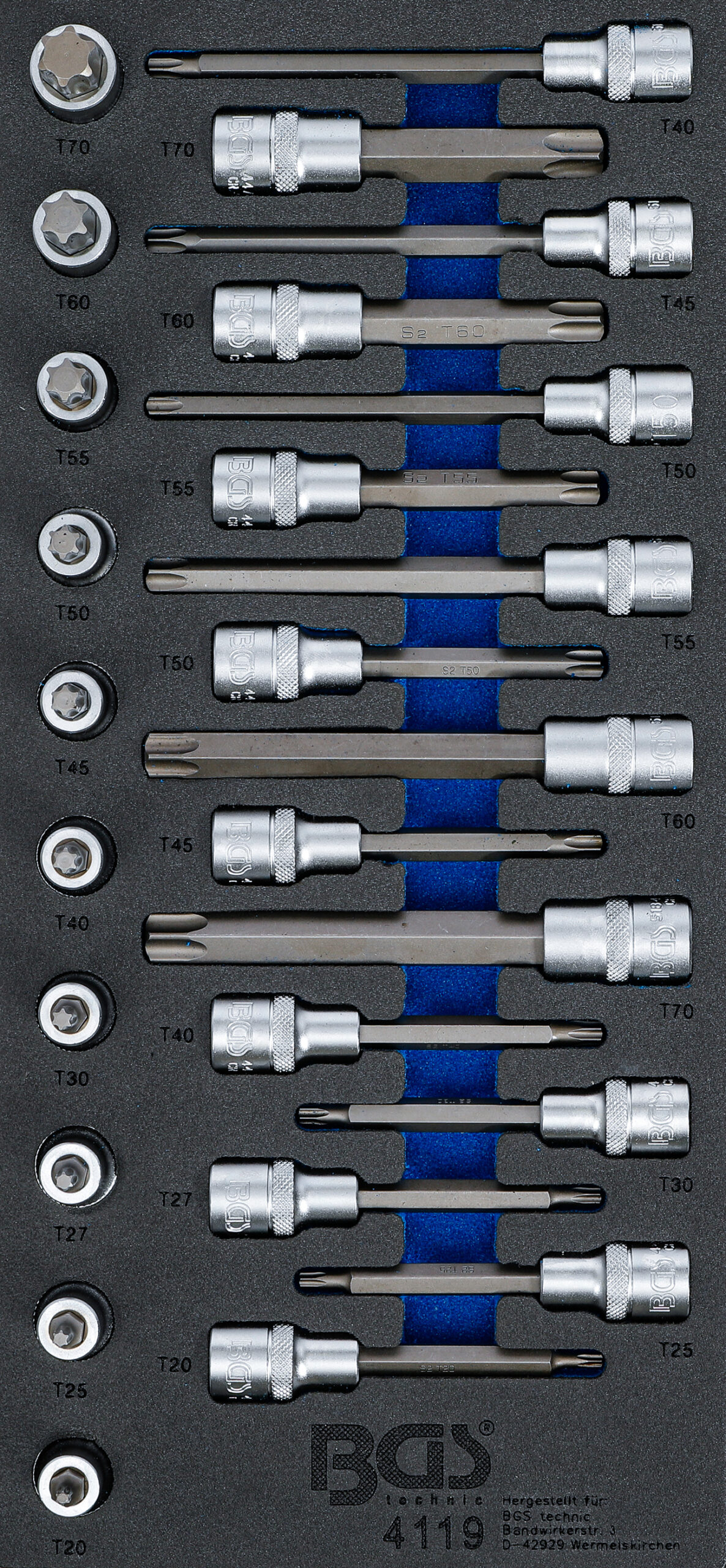 Tool Tray 1/3: Bit Socket Set | 12.5 mm (1/2") | T-Star (for Torx) | 26 pcs.