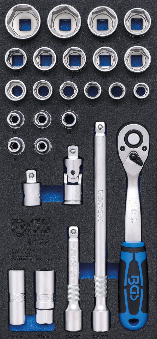 Tool Tray 1/3: Socket Set | 12.5 mm (1/2") | 27 pcs.