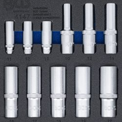 Tool Tray 1/3: Sockets | Hexagon, deep 11 – 22 mm | E-Type E10 – E22 | 6.3 mm (1/4"), 10 mm (3/8"), 12.5 mm (1/2") | 26 pcs.