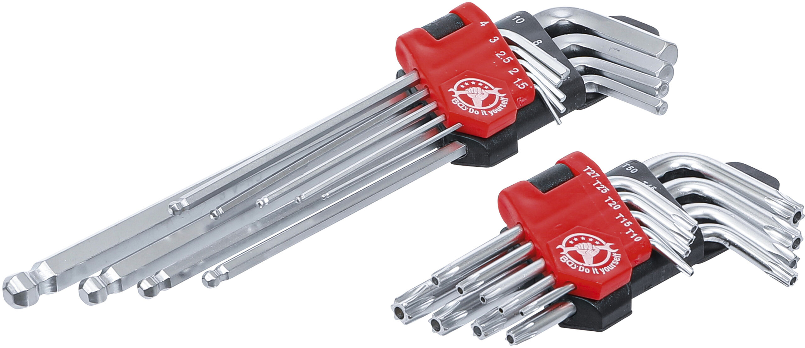 L-Type Wrench Set | long | T-Star (for Torx) T10 - T50 / Internal Hexagon 1.5 - 10 mm | 18 pcs.